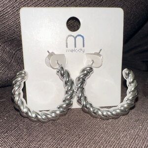Melody Silver Twisted Hoop Earrings - Silver